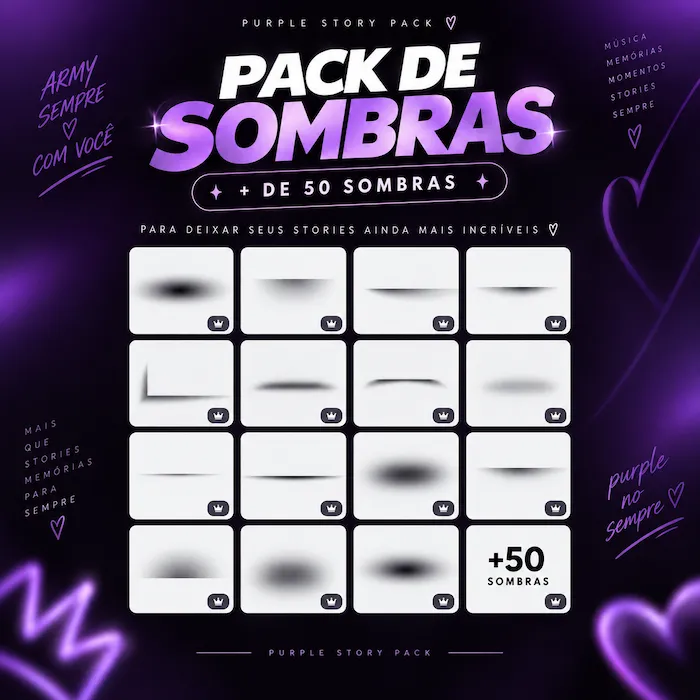 Pack com mais de 50 sombras para Stories